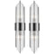 Modern Black Metal Wall Sconce with Crystal Clear Glass Rods for Bathroom Set of 2